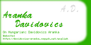 aranka davidovics business card